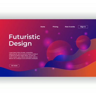 Yaratıcı fütüristik tasarım açılış sayfası soyut geometrik degrade renkli arka plan ile. Vektör çizim eps 10.