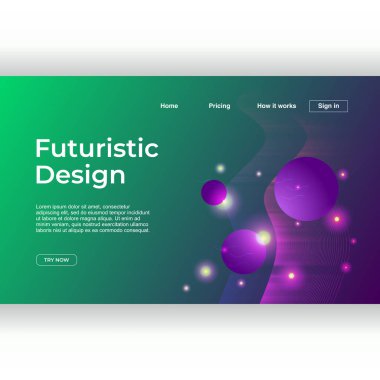 Yaratıcı fütüristik tasarım açılış sayfası soyut geometrik degrade renkli arka plan ile. Vektör çizim eps 10.