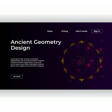 Eski geometri açılış sayfası şablonu altın soyut mandala geometrik arka plan ile. Vektör çizim eps 10.