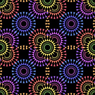 Renkli mandalalar oryantal dekoratif desen arka plan duvar kağıdı. Vektör çizim yazdırma Tekstil ve moda paketleri için.