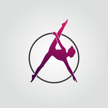Hava logo simge menekşe renkli. Hoop kızla şablon yapmak yazı tipi A.