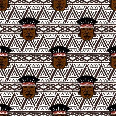 Aztek kabile tasarlamak vektör. El çekilmiş antik maya simgesi. Yerel tarihi Meksika kültür moda tekstil baskı veya kaydırma ve duvar kağıdı arka plan için kesintisiz renkli çizim şekil.