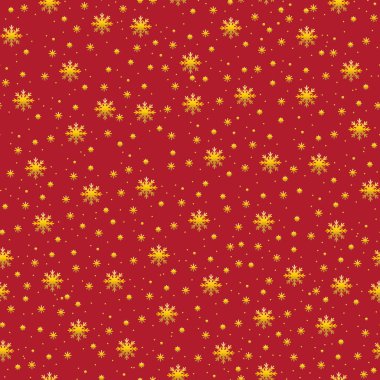 Soyut desen kırmızı zemin üzerine altın kış yıldız ile. Vektör çizim trendy duvar kağıdı ve tekstil moda kaydırma için baskı için okuyun.