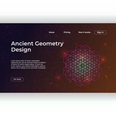 Eski geometri açılış sayfası şablonu degrade renkli soyut mandala geometrik arka plan ile. Vektör çizim eps 10.