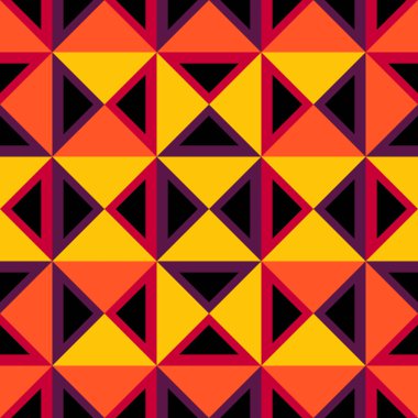 Turuncu geometrik soyut Dikişsiz desen üçgen renkli arka plan İskandinav tarzı ile. Vektör çizim yazdırma Tekstil ve moda paketleme için.