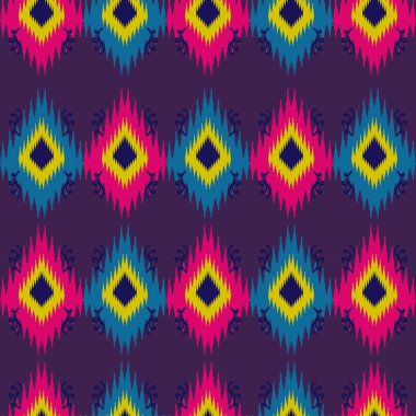 Renkli kabile motif desen ikat elmas tarzı ile. . Vektör çizim yazdırma Tekstil ve moda paketleme için.