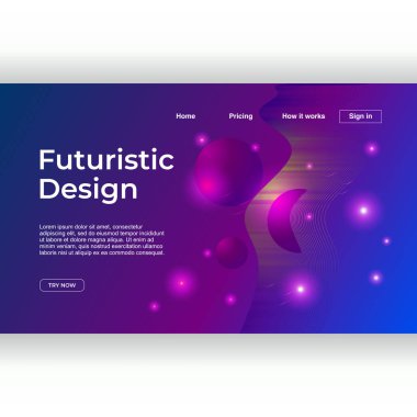 Yaratıcı fütüristik tasarım açılış sayfası soyut geometrik degrade renkli arka plan ile. Vektör çizim eps 10.