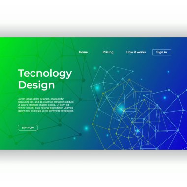Teknoloji tasarım açılış sayfası arka degrade geometrik renkli plan şablonu ile. Vektör çizim eps 10.