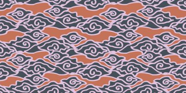Bulut Soyut El kabile etnik Korece, Japonca, Endonezya ve Çin batik motif motif desen çekilmiş. Vektör çizim yazdırma Tekstil ve moda paketleme için.
