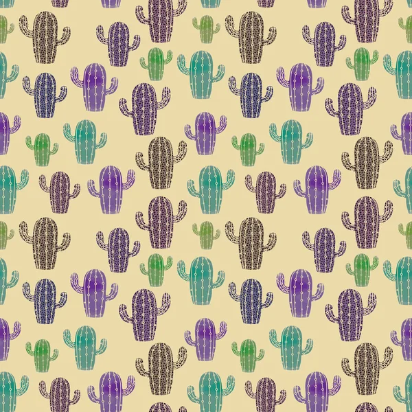 Renkli kaktüs suluboya çizim seamless modeli suluboya ile. Vektör çizim yazdırma Tekstil ve moda paketleme için.