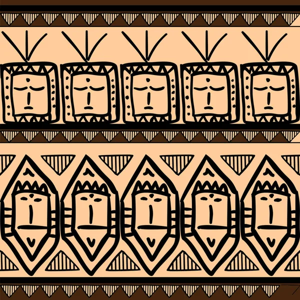 Vector Tribal Patroon Met Naadloze Etnische Azteekse Vintage Tekening Multicolor — Stockvector