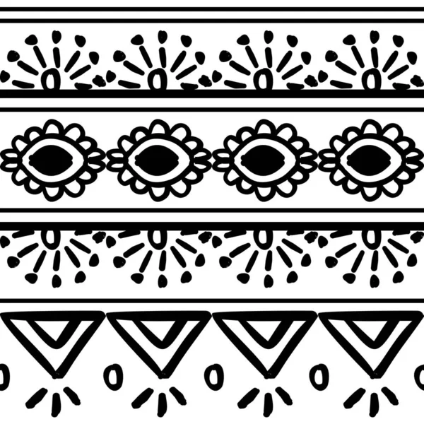 Vector Tribal Pattern Black White Hand Drawn Ornament Good Your — Stock Vector