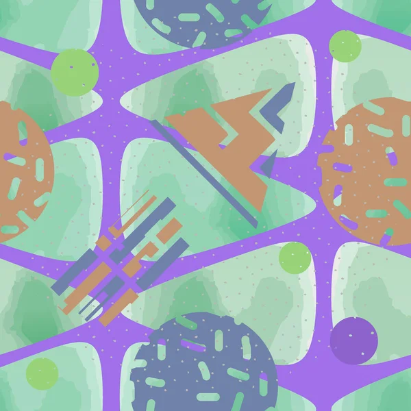 Sorunsuz üçgen soyut suluboya desen trendy memphis geometrik vektör çizim ile.