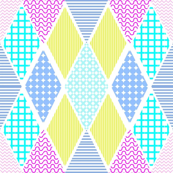 Memphis Geometrische Abstracte Patroon Naadloze Trendy Populaire Driehoek Kleurrijke 60S — Stockvector