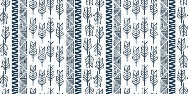 Stripes Tribal Motiv Mönster Med Sömlös Boho Stil Ritning Vektorillustration — Stock vektor