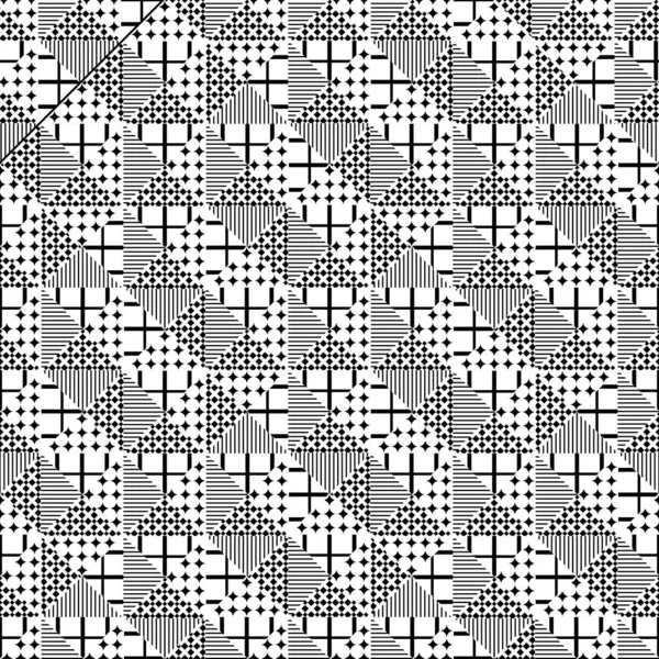 Геометрический Абстрактный Бесшовный Рисунок Черно Белом Цвете Абстрактными Линиями Треугольника — стоковый вектор