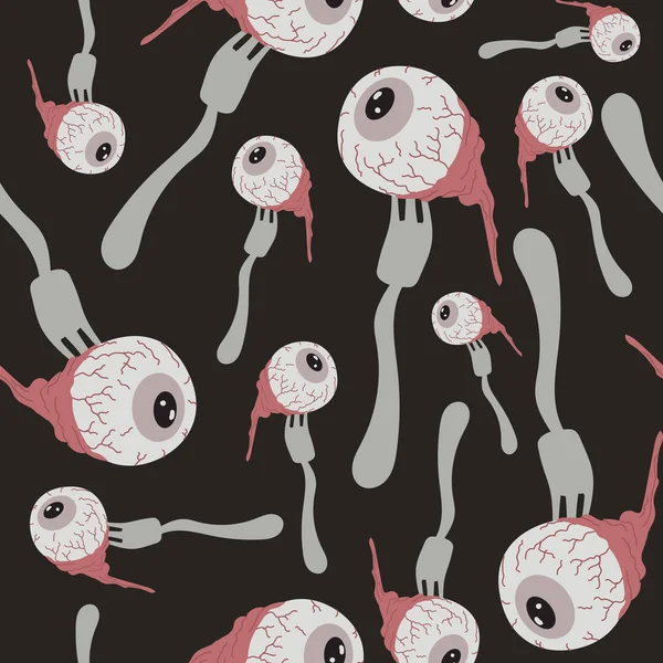 Cadılar Bayramı desen popüler arka plan ürpertici ve korkunç ama sevimli göz ile vektör. Bebek, çocuk ve çocuk moda yazdırma için çok renkli stil ve ambalaj Tekstil.