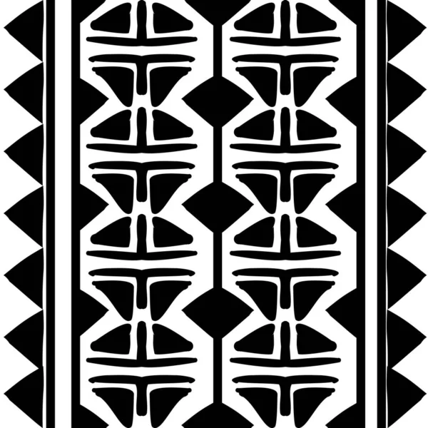 Siyah Beyaz Afrika Etnik Çizim Vektör Kabile Desenle Tekstil Moda — Stok Vektör