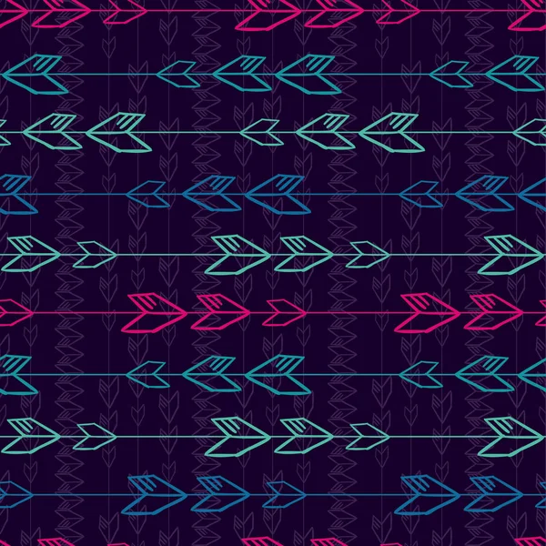 Modèle Sans Couture Boho Aztec Coloré Plume Oiseau Dessinée Main — Image vectorielle