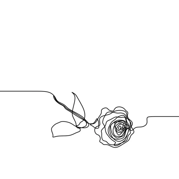 バラの花の つライン アート 単一実線を描画 — ストックベクタ