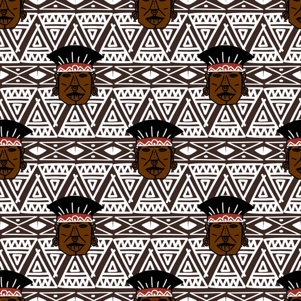 Vector Padrão Tribal Asteca Mão Desenhado Símbolo Maya Antigo Nativa — Vetor de Stock