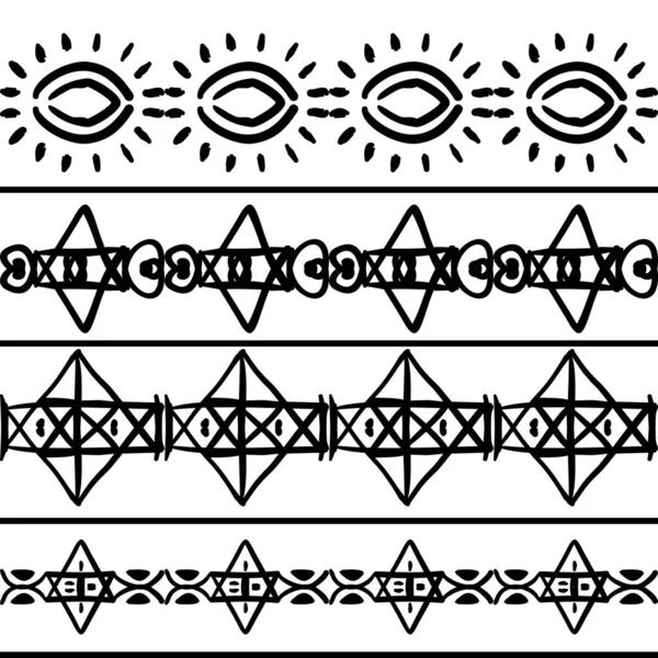 Patrón Tribal Vectorial Con Dibujo Rayas Blanco Negro Bueno Para — Archivo Imágenes Vectoriales