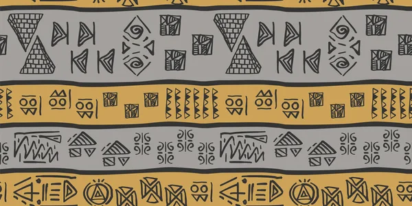 部族のパターン ベクトル シームレスなエスニック ストライプ ベクトル図と手作り — ストックベクタ