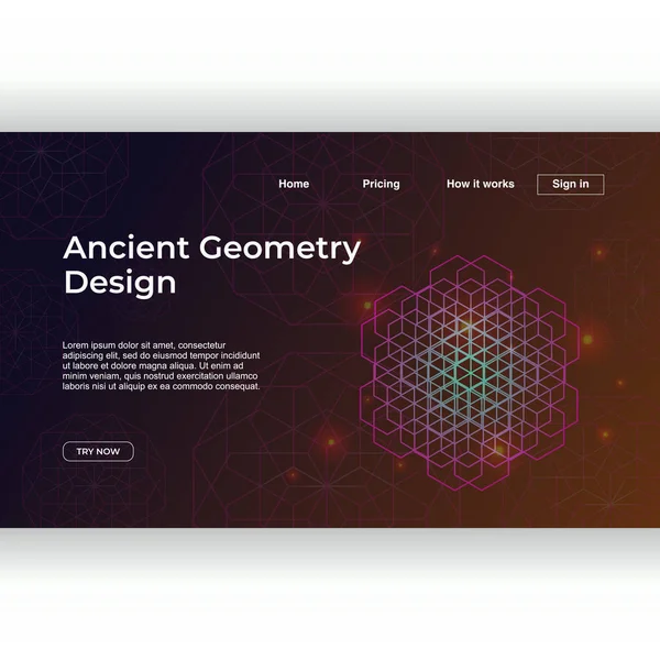 Eski geometri açılış sayfası şablonu degrade renkli soyut mandala geometrik arka plan ile. Vektör çizim eps 10.