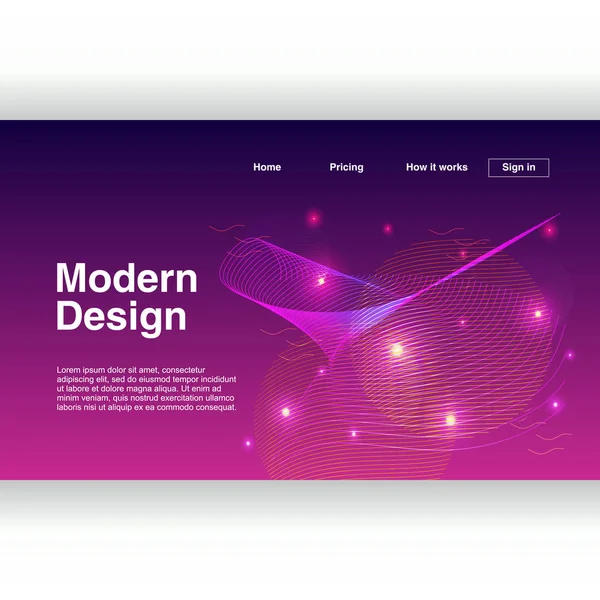 Design Abstrato Moderno Landing Page Com Modelo Fundo Colorido Geométrico — Vetor de Stock