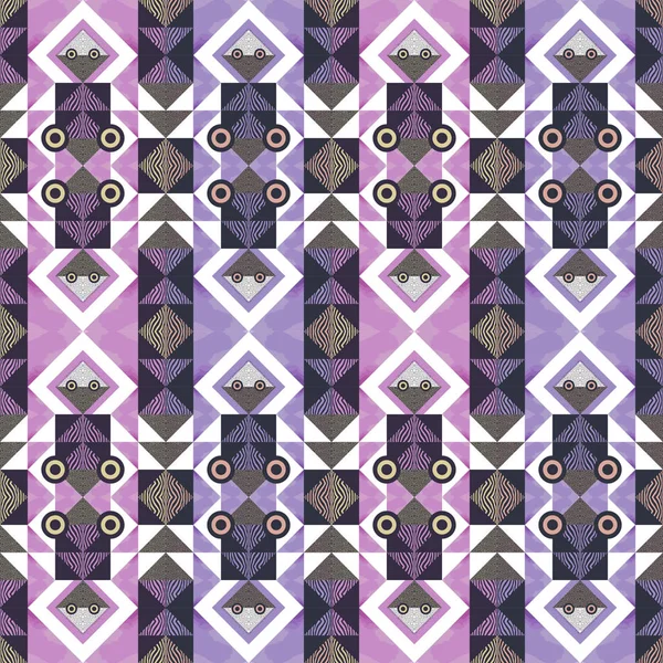 Trendy Etnische Geometrische Abstracte Patroon Met Paarse Kleuren Vectorillustratie Voor — Stockvector