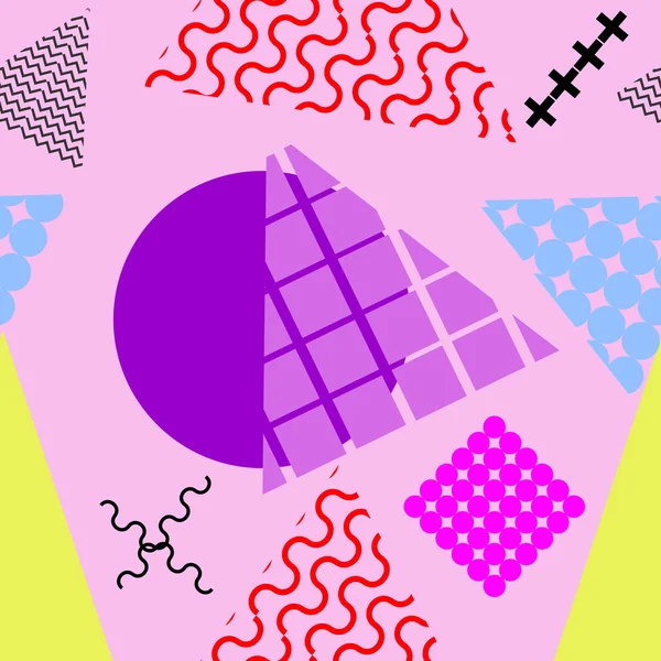 Memphis geometrik soyut desen. Sorunsuz trendy popüler üçgen renkli 60s, 70s, 80s, 90'lı yılların tarzı. Vektör çizim moda tekstil baskı ve duvar kağıdı arka plan.