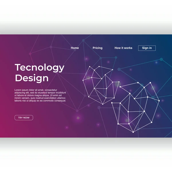 Design Tecnologico Del Modello Pagina Destinazione Con Catena Astratta Sfondo — Vettoriale Stock