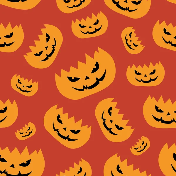 Padrão Vetor Halloween Fundo Popular Com Engraçado Monstro Abóbora Assustador —  Vetores de Stock