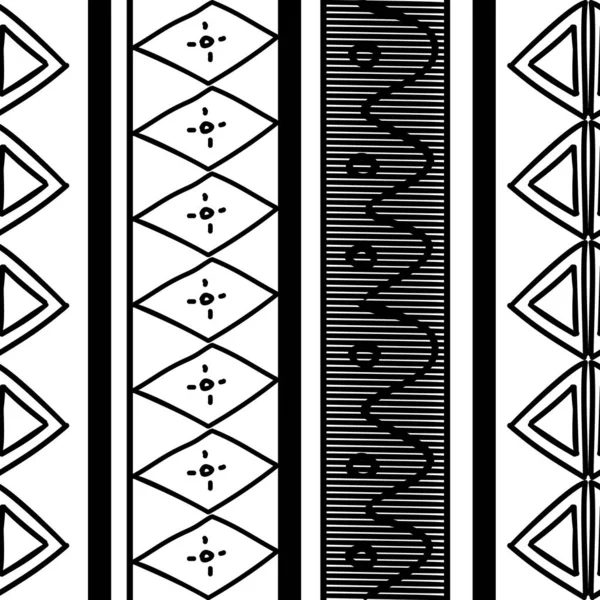 Afrikanischer Mustervektor Mit Handgezeichneter Ethnischer Stammeszeichnung Nahtlose Design Illustration Für — Stockvektor