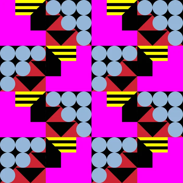 Vektor Retro Memphis Geometris Pola Trendi Mulus Pola Latar Belakang - Stok Vektor