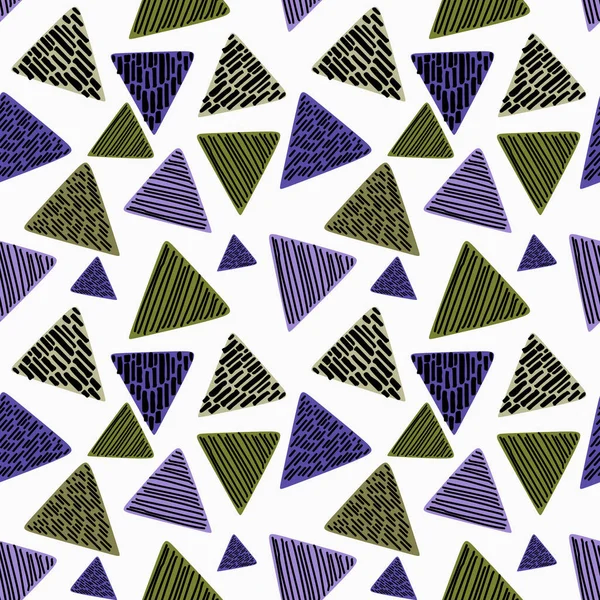 Бесшовный Рисунок Вручную Абстрактным Геометрическим Треугольником Красочная Винтажная Векторная Иллюстрация — стоковый вектор