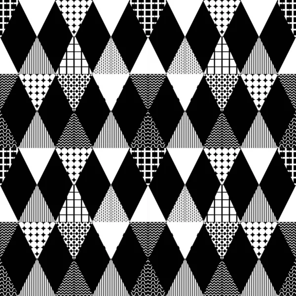 Tek renkli desen ile sorunsuz üçgen memphis geometrik arka plan siyah ve beyaz. Vektör çizim yazdırma Tekstil ve moda paketleme için.