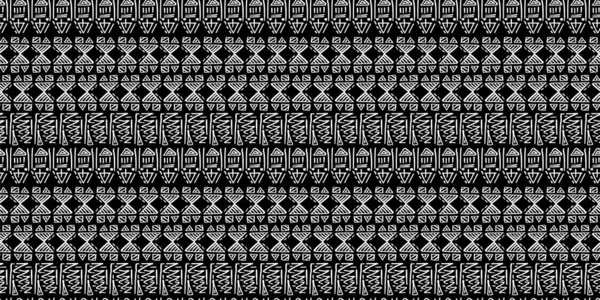 Племенной Вектор Черно Белым Ручным Рисунком Этнического Символа Абстрактный Африканский — стоковый вектор