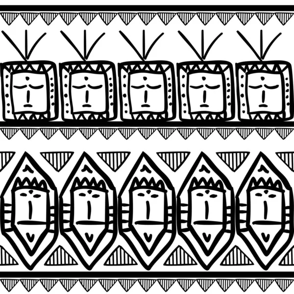 Vektorstammesmuster Mit Schwarz Weißen Ethnischen Symbolen Aztekischen Stil Gut Für — Stockvektor