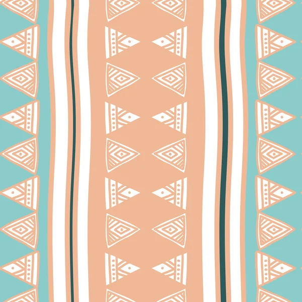 Aztec Nahtloses Muster Mit Trendigem Von Hand Gezeichneten Mehrfarbigen Hintergrund — Stockvektor