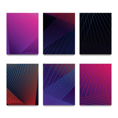 En az tasarım kapakları. Renkli yarı tonlu degradeleri. Gelecekteki geometrik desenler. Eps10 vektör. 6 posterler şablonları ayarlamak.