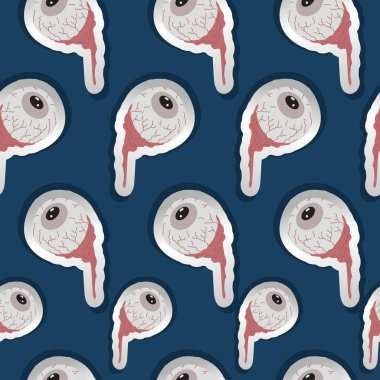 Korkunç komik göz arka plan ile Seamless Cadılar Bayramı modeli. Vektör çizim bebek ve çocuklar için.