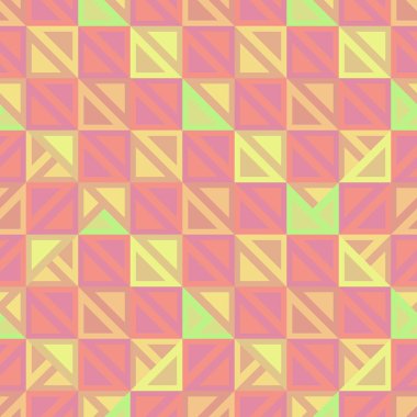 Kız gibi geometrik soyut Dikişsiz desen çok renkli arka plan ile pembe renk. Vektör çizim yazdırma Tekstil ve moda paketleme için.