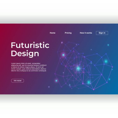 Sayfa şablonu fütüristik tasarım tema degrade renkli arka plan ile açılış. Vektör çizim eps 10.