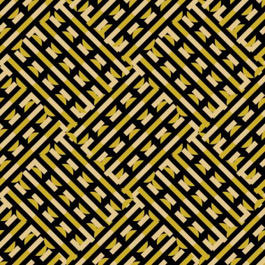 Altın soyut geometrik seamless modeli. Renkli popüler moda tekstil kaydırmayla trendy geometrik desenleri ve altın renkli vektör çizim.