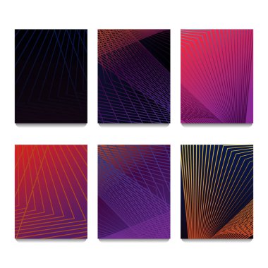 En az tasarım kapakları. Renkli yarı tonlu degradeleri. Gelecekteki geometrik desenler. Eps10 vektör. 6 posterler şablonları ayarlamak.