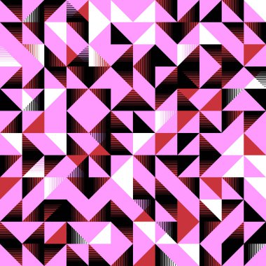Üçgen soyut seamless modeli memphis geometrik arka plan ile. Moda tekstil baskı ve sarma için trendy vektör çizim.