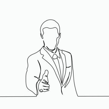 El sallamak için adam davet bir çizim için. Vektör çizim minimal tasarım.