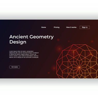 Eski geometri açılış sayfası şablonu degrade renkli soyut mandala geometrik arka plan ile. Vektör çizim eps 10.