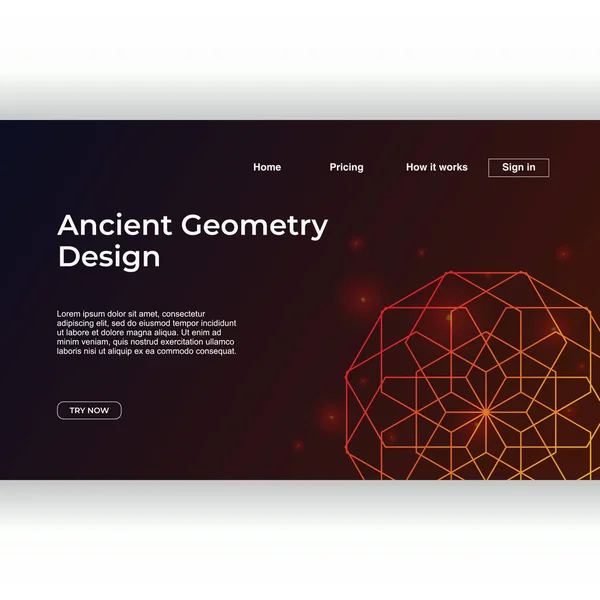 Eski Geometri Açılış Sayfası Şablonu Degrade Renkli Soyut Mandala Geometrik — Stok Vektör